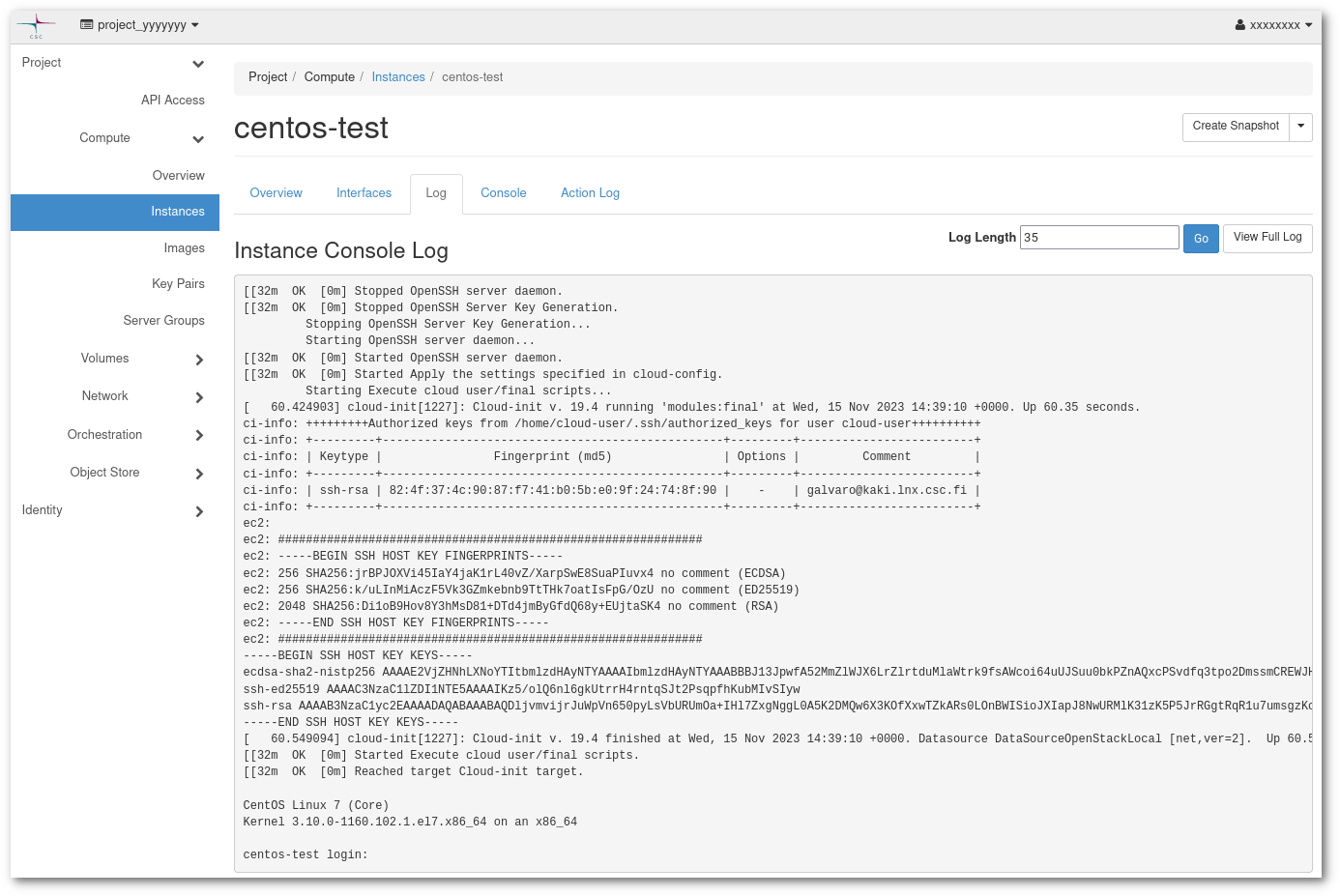 Instance log