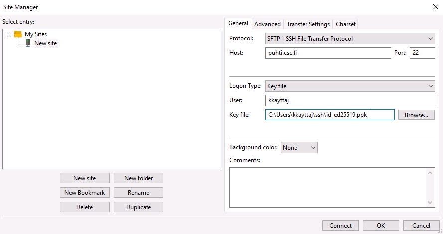 FileZilla interface