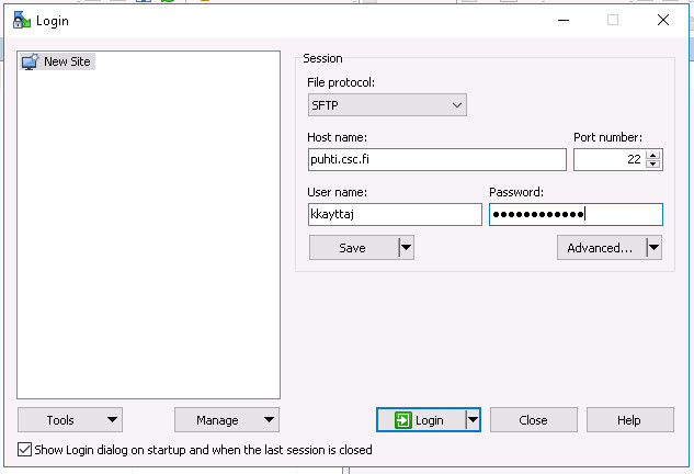 WinSCP interface