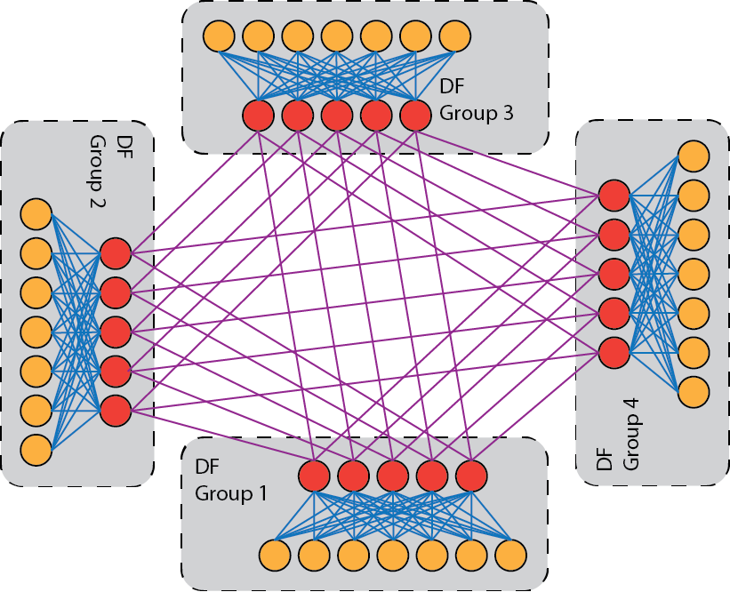 "Yksinkertaistettu dragonfly+ topologia"