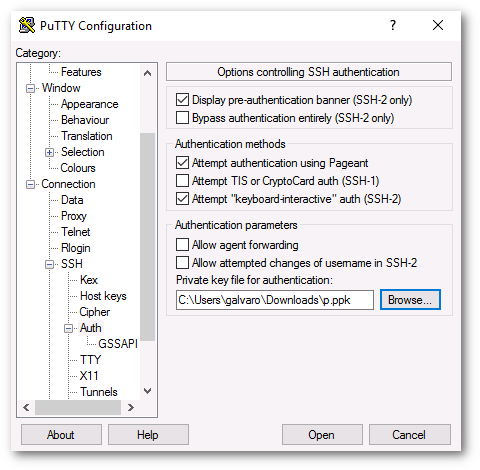 Private key file for authentication